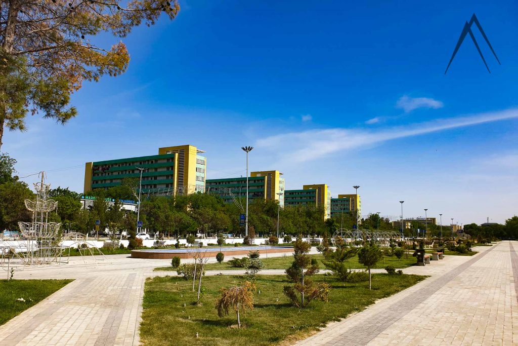 Soviet buildings in the center of Navoi