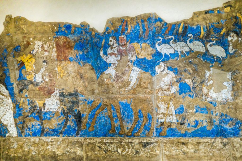 Antiche decorazioni murali Afrasiyab a Samarcanda